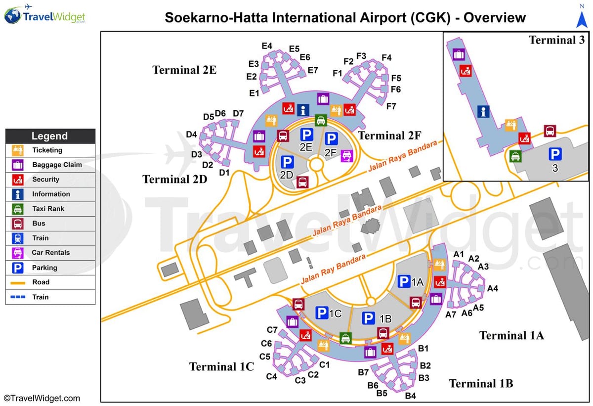 soekarno hatta aerodrom terminal mapu