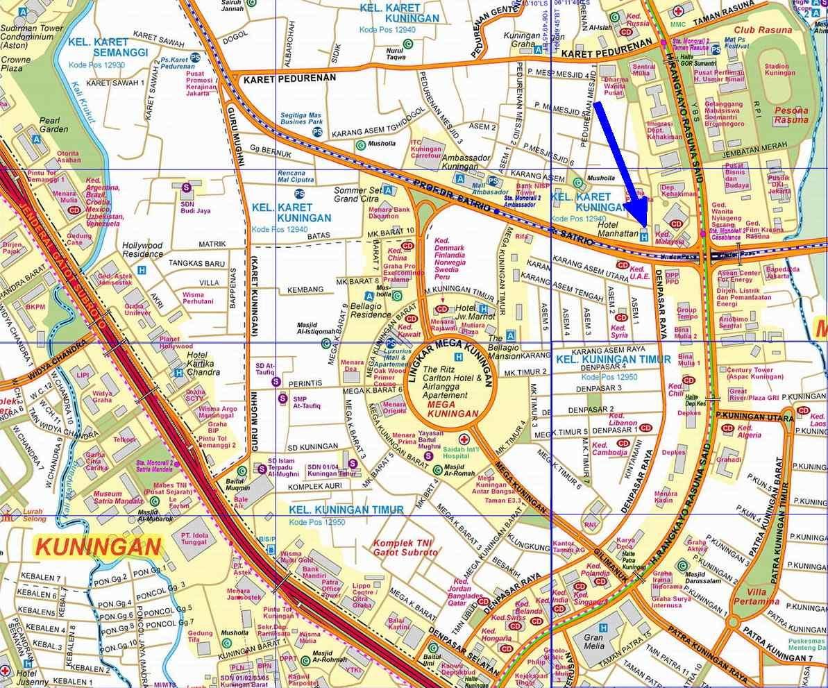 mapa na jug Džakarti