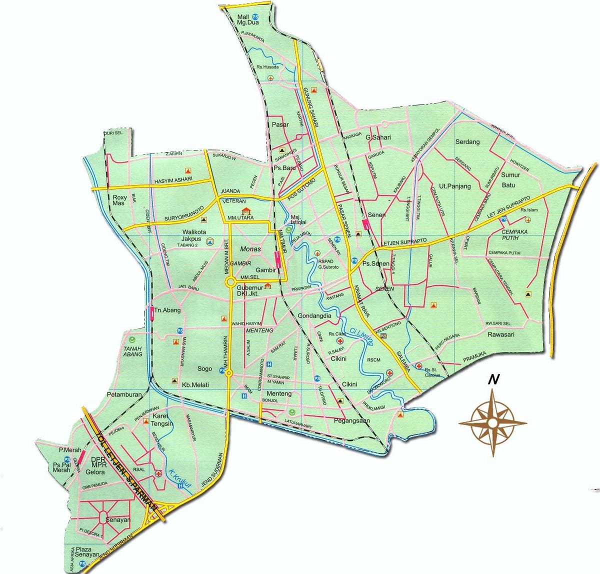 mapa Džakarti pusat