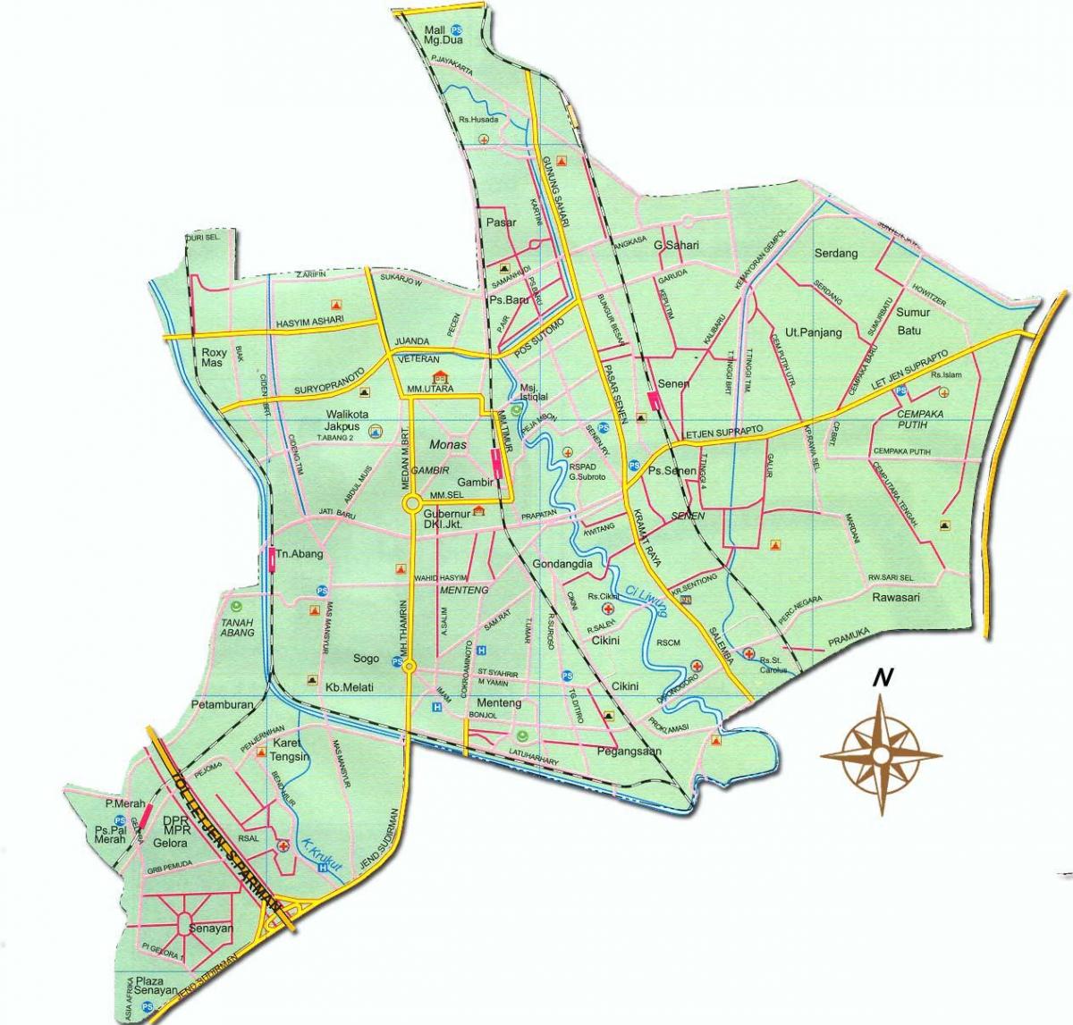 mapa Džakarti pusat